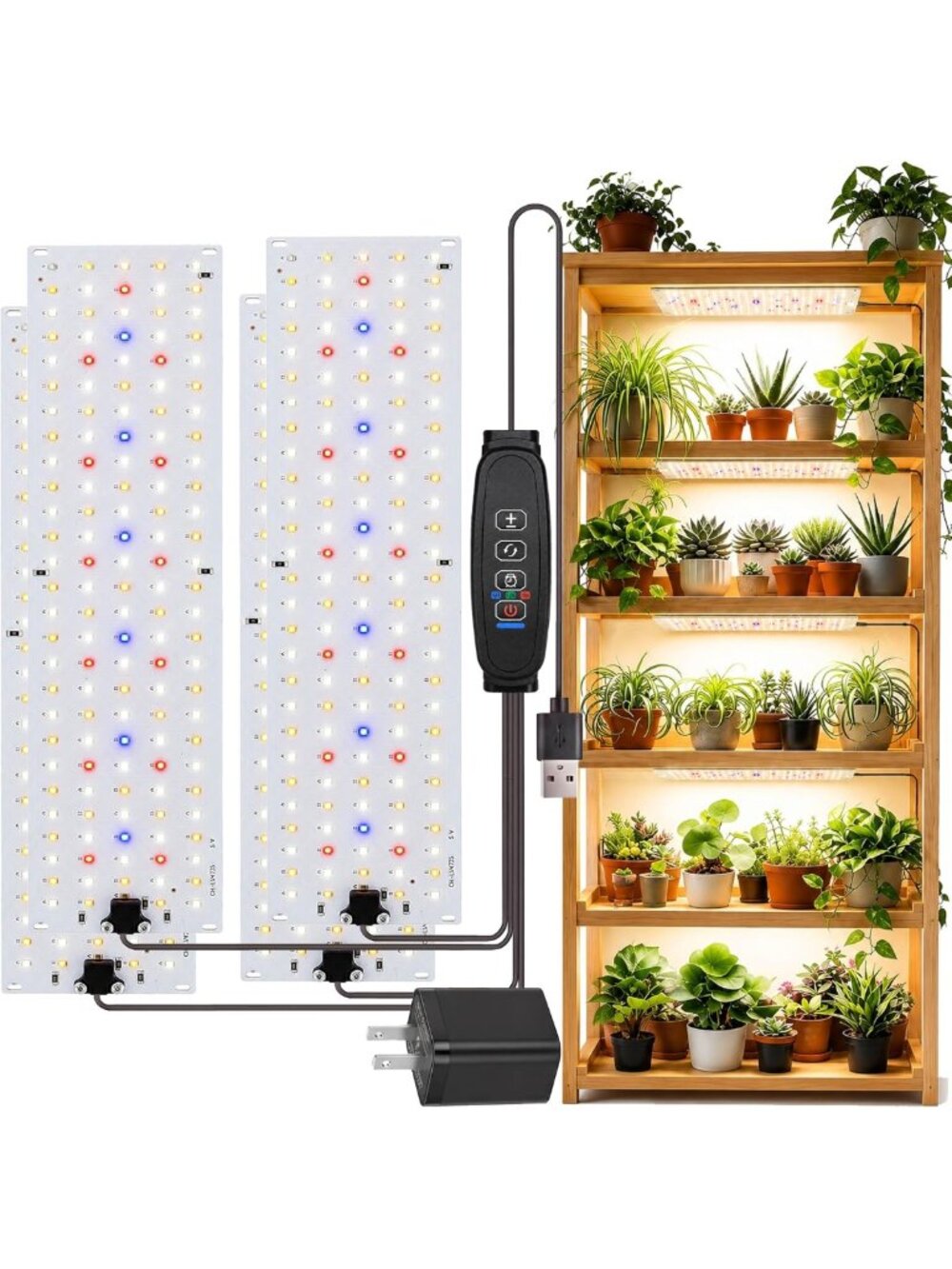 Full Spectrum Indoor Plant Grow Lights with Timer & Dimmable Levels - 4-Pack
